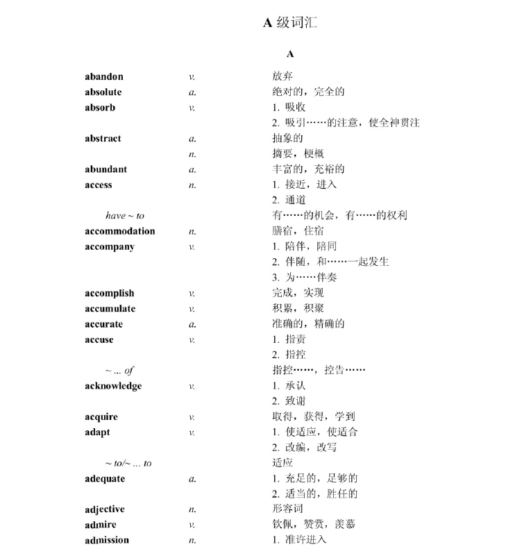 图片[1]-安徽专升本英语单词A级词汇-安徽专升本自学网