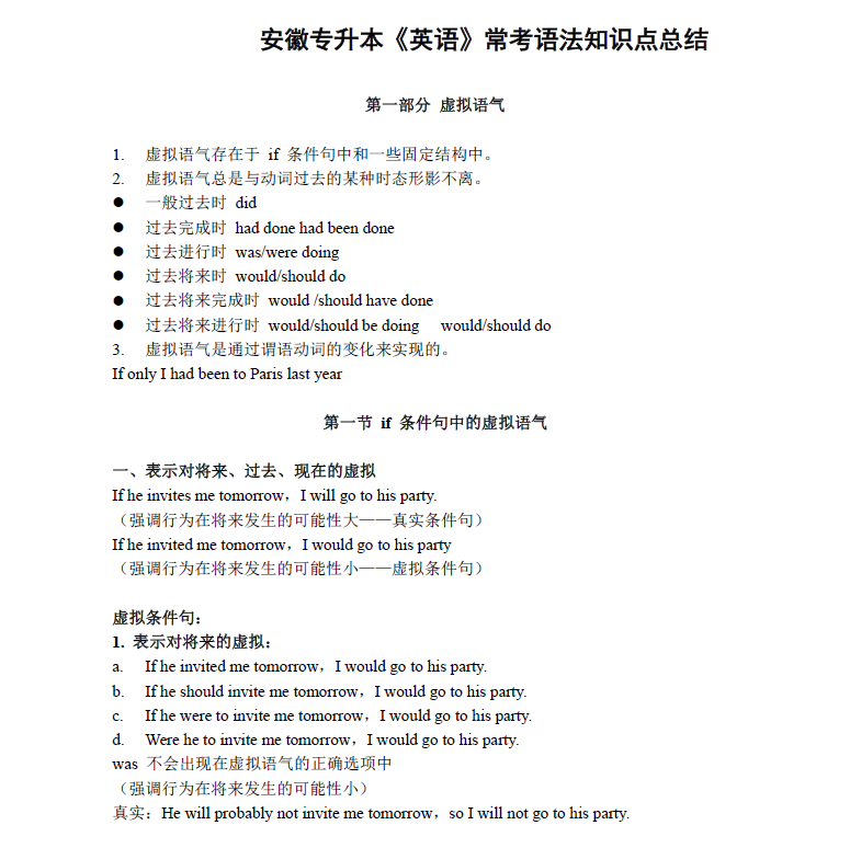 图片[1]-安徽专升本《英语》常考语法知识点总结